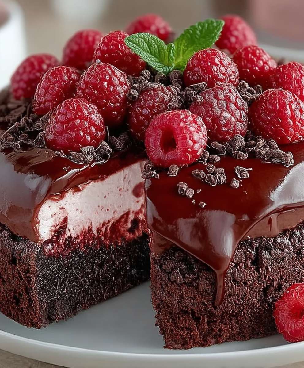 Himbeer Schoko Brownie Torte