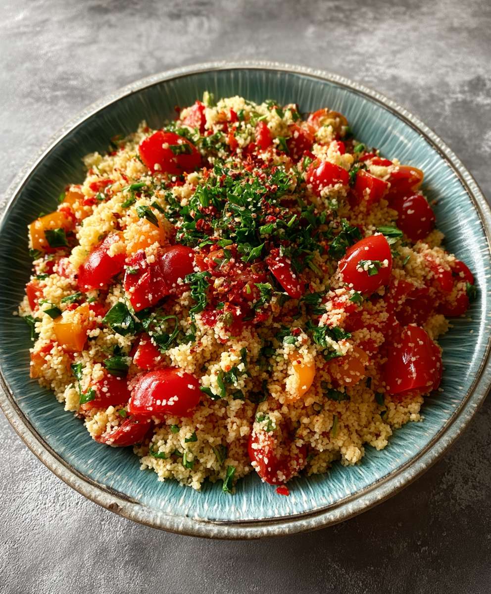 Veganer Couscous Salat Knoblauchdressing
