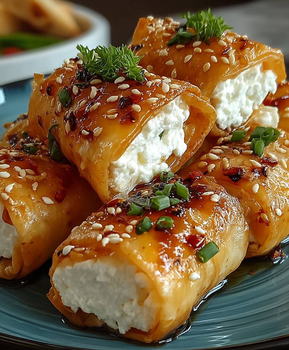 Feta Rollen mit Chili Honig
