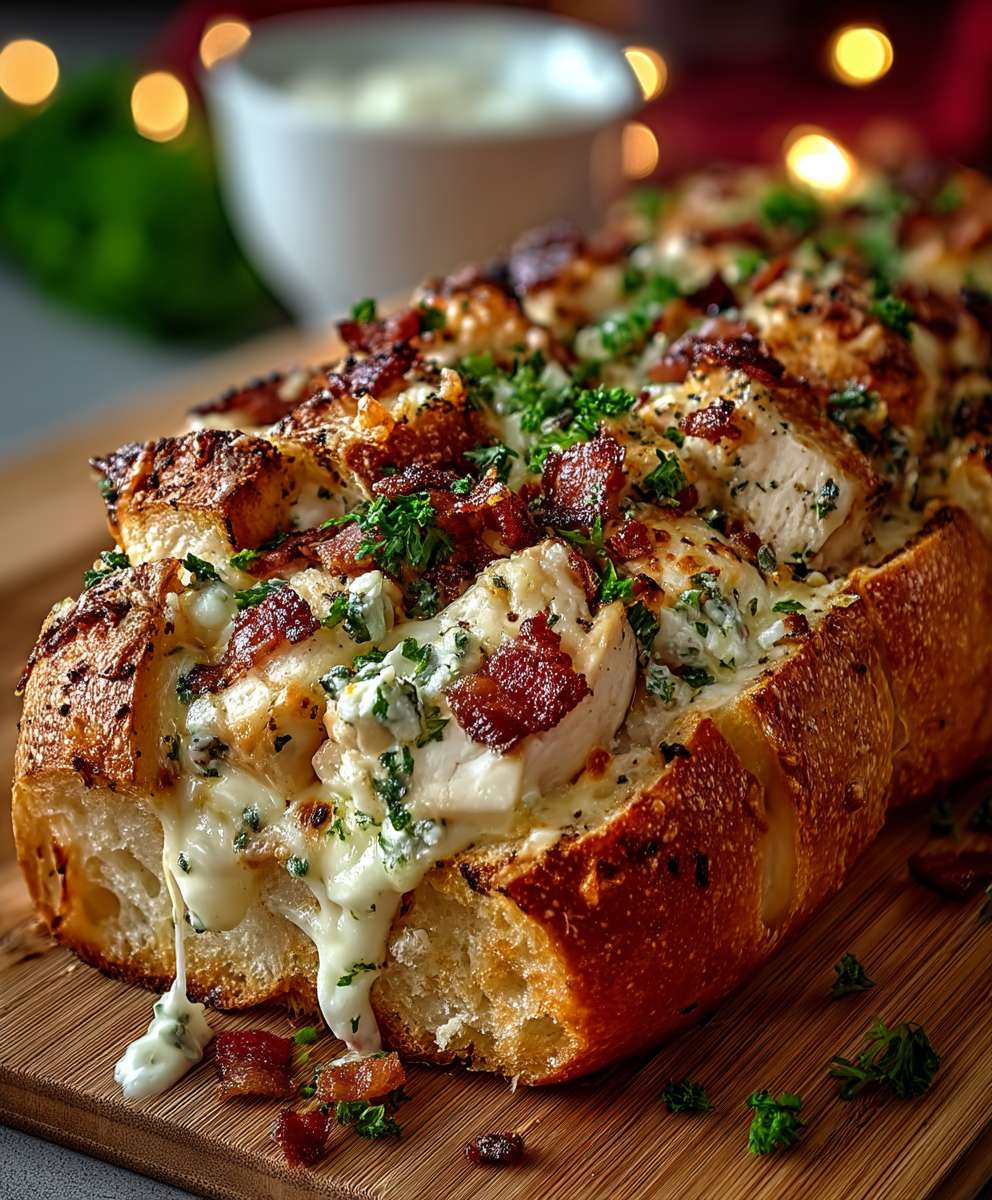 Gefülltes Brot Hähnchen Bacon