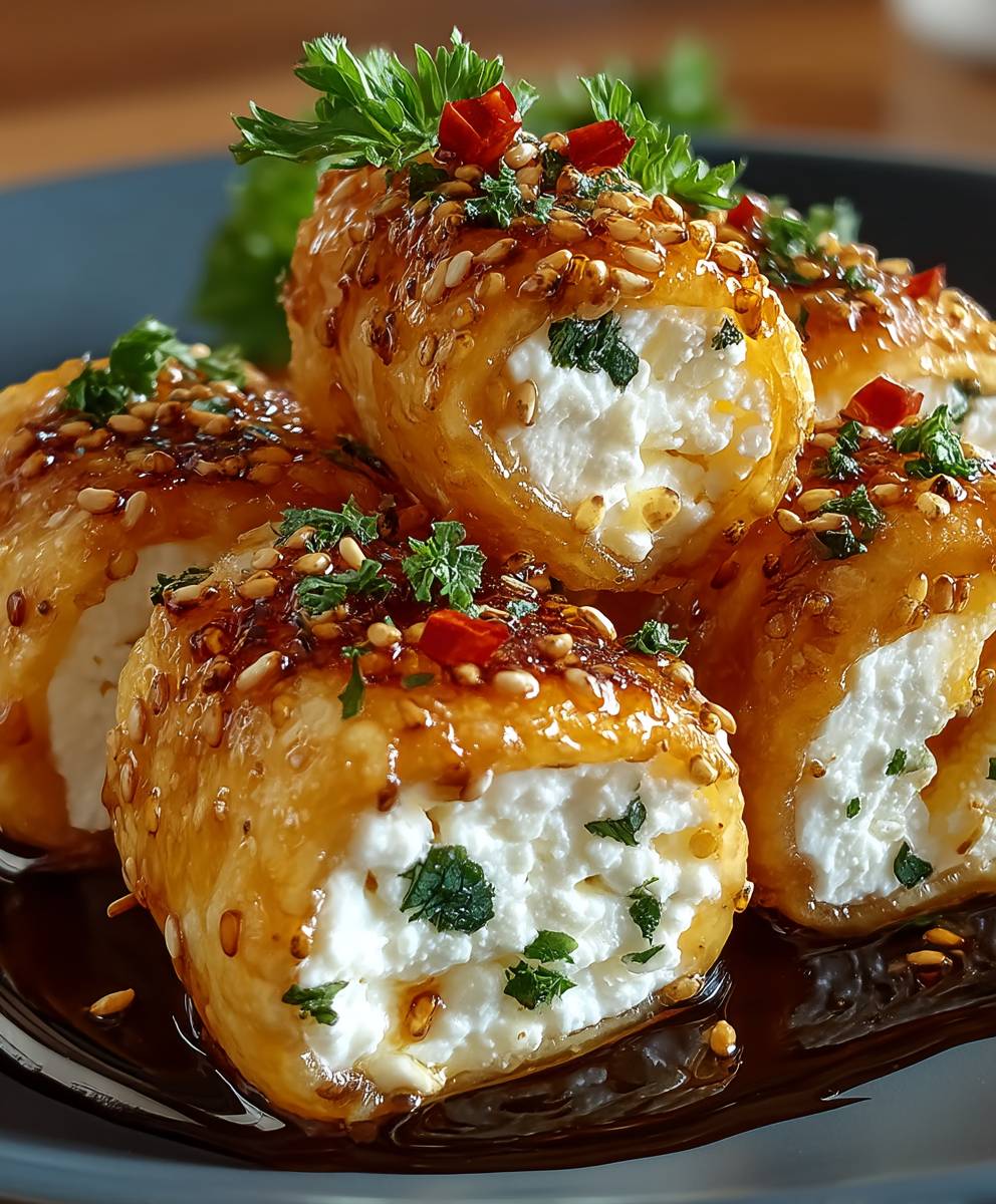 Feta Rollen mit Chili Honig