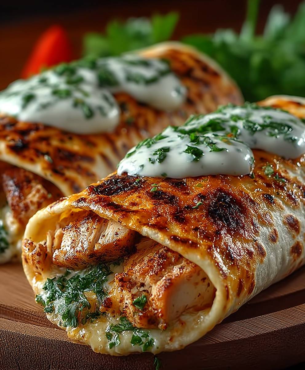 Käse Knoblauch Hähnchen Wraps