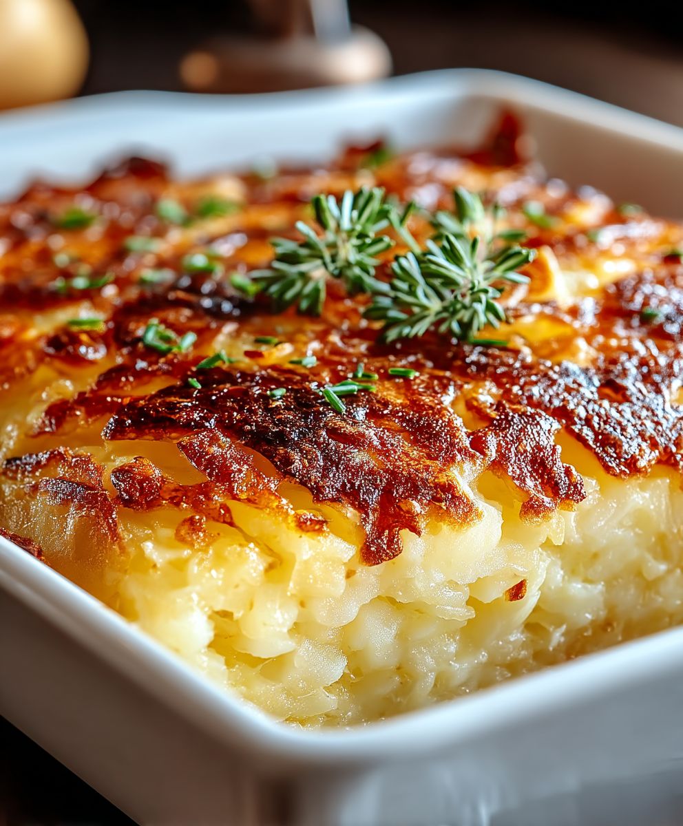 Hüttenkäse Kartoffelrösti Auflauf