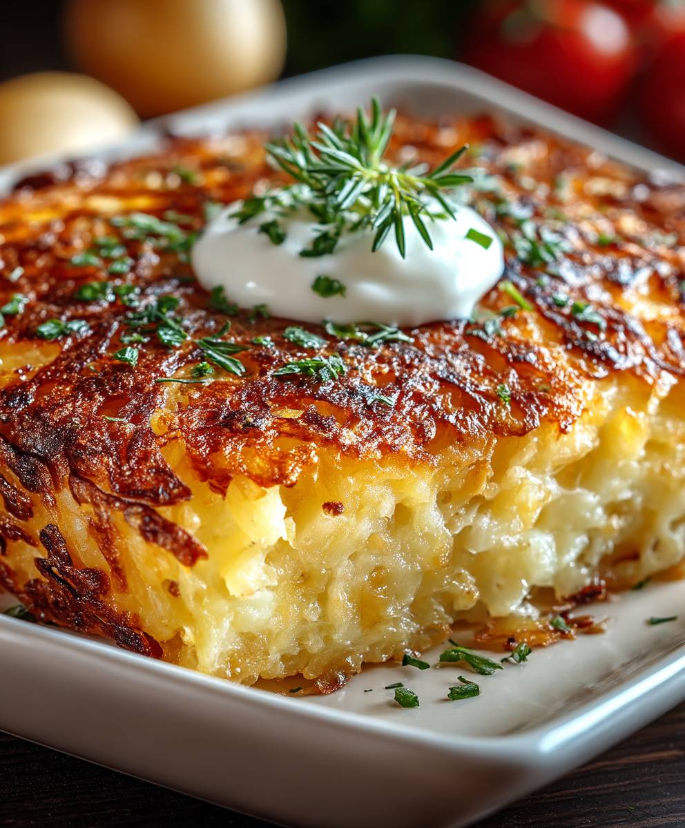 Hüttenkäse Kartoffelrösti Auflauf