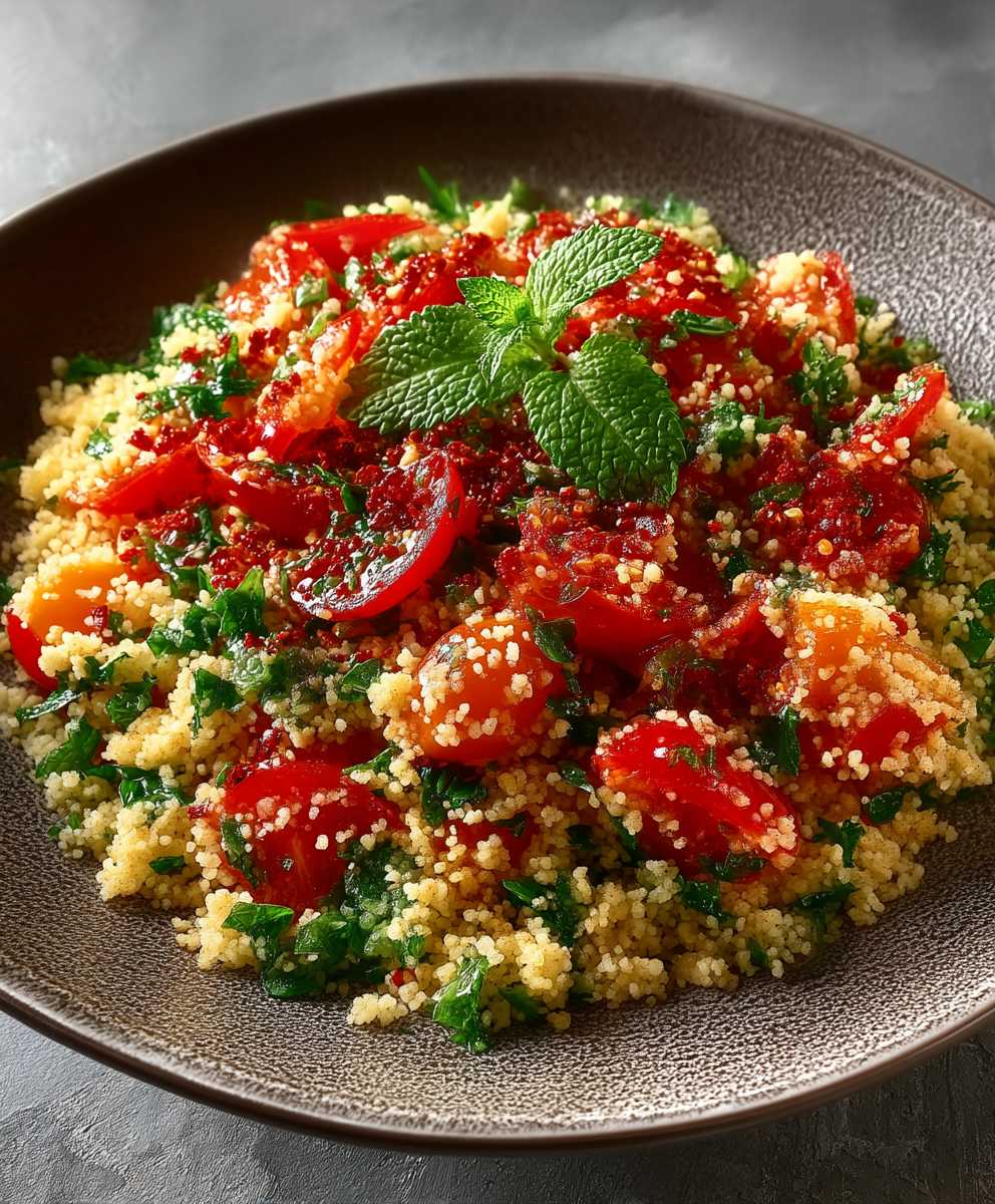 Veganer Couscous Salat Knoblauchdressing