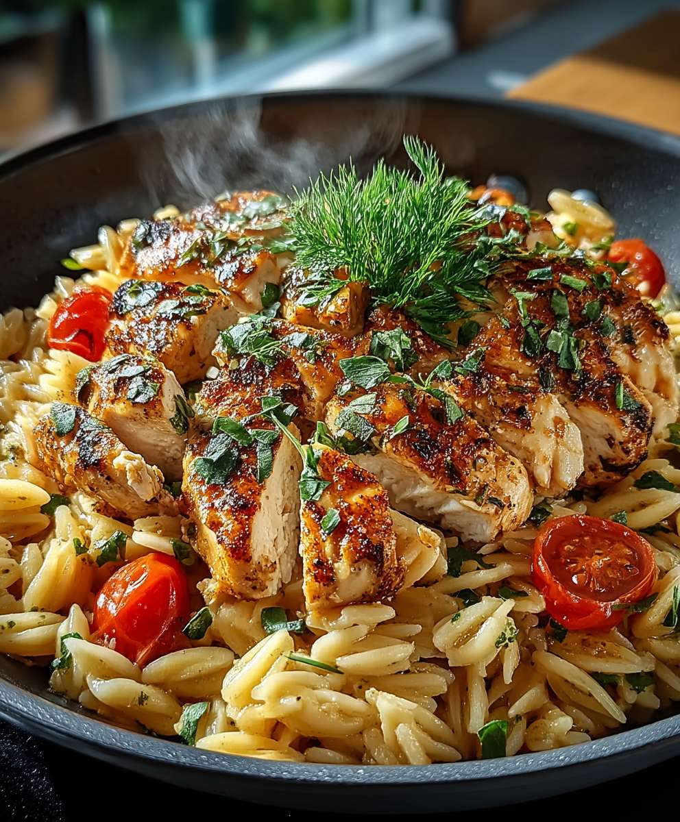 Orzo Pasta mit Hähnchen