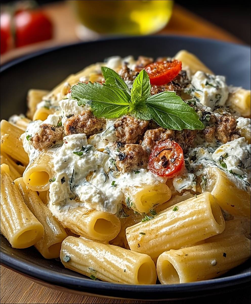Rigatoni Hackfleisch Feta Creme