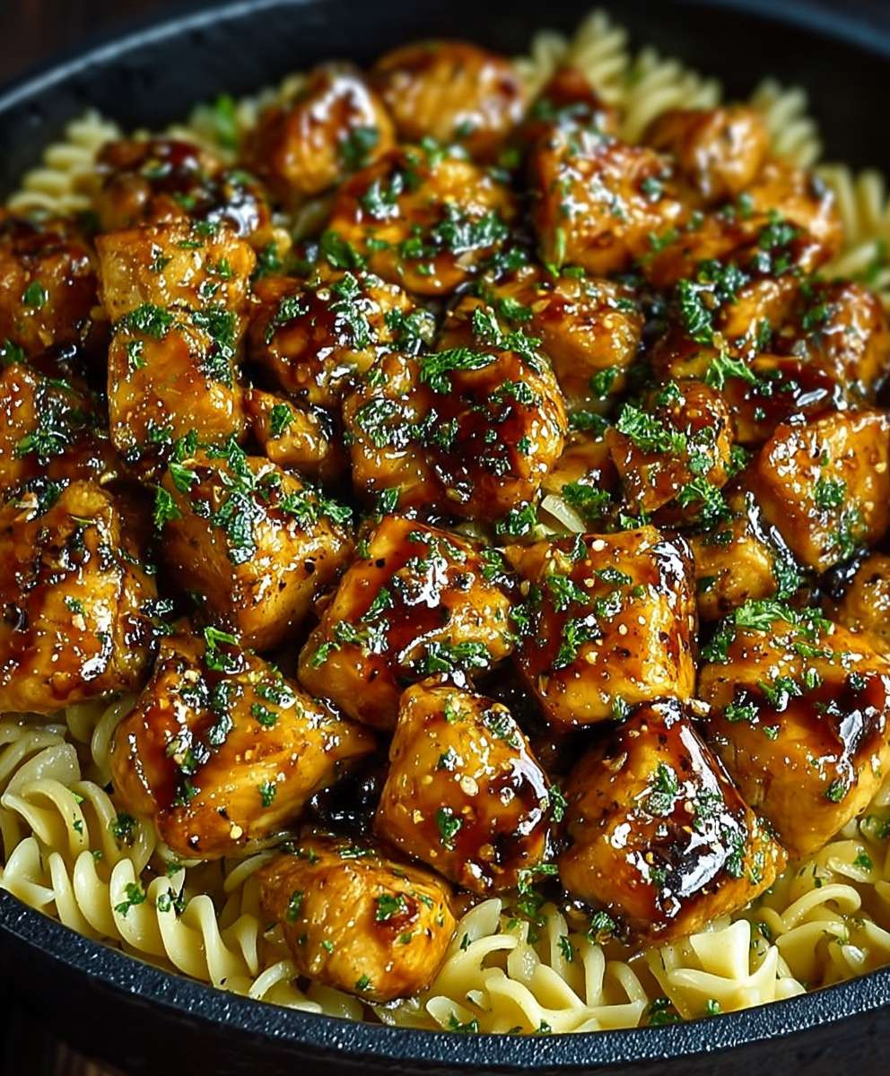 Honig Knoblauch Hähnchen Pasta