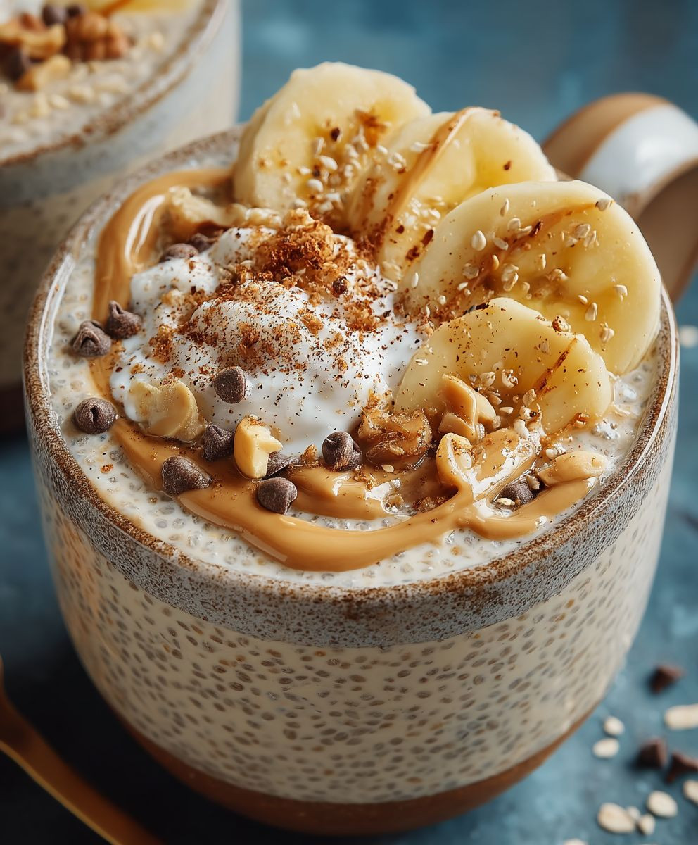 Bananen Erdnussbutter Overnight Oats