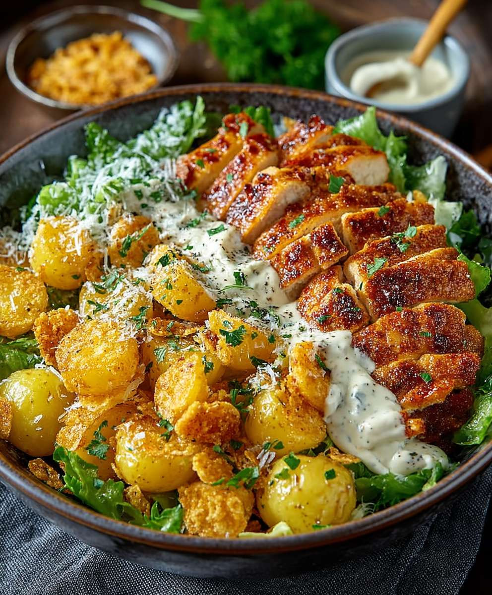 Knusprige Caesar Hähnchen Bowl