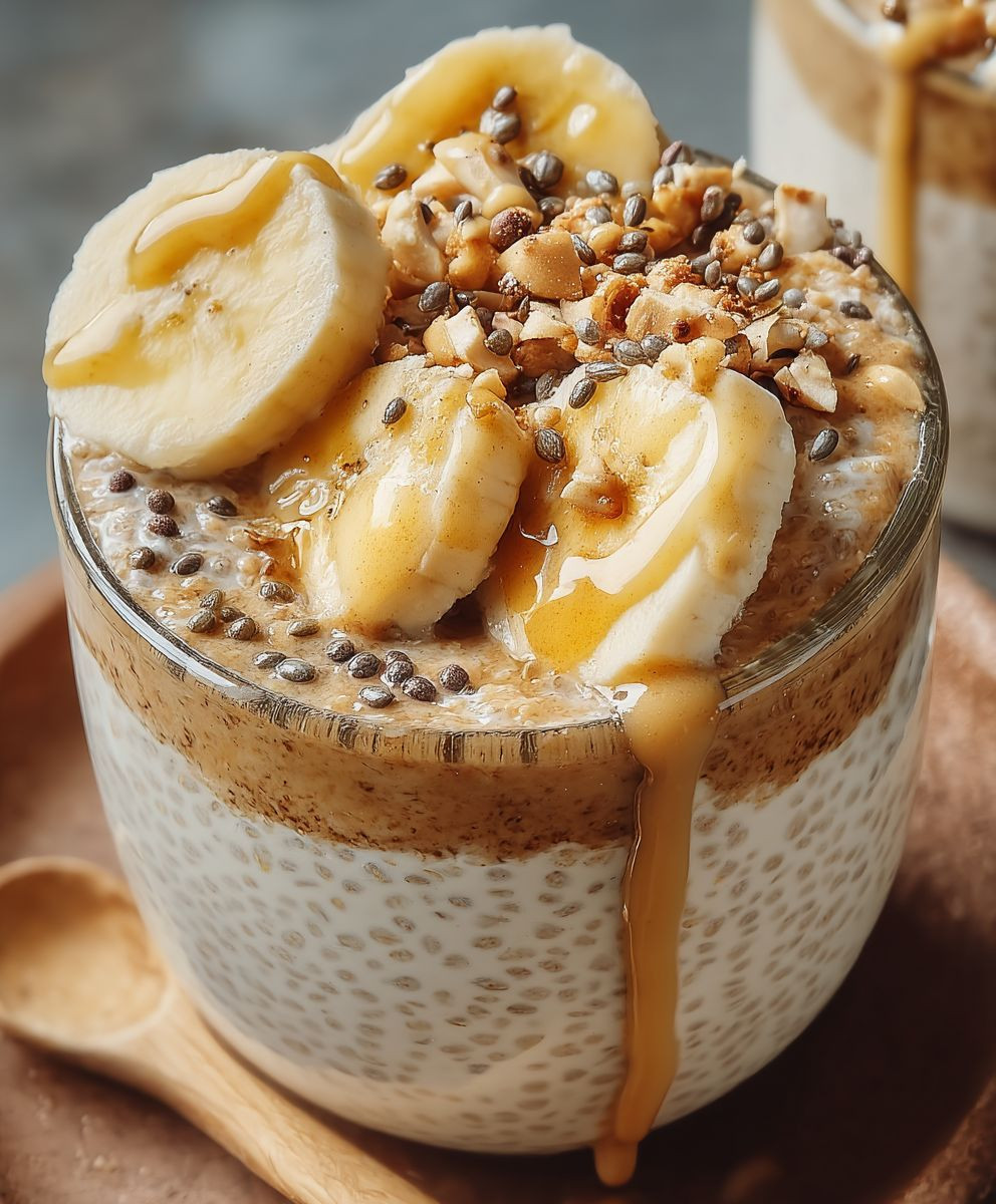 Bananen Erdnussbutter Overnight Oats