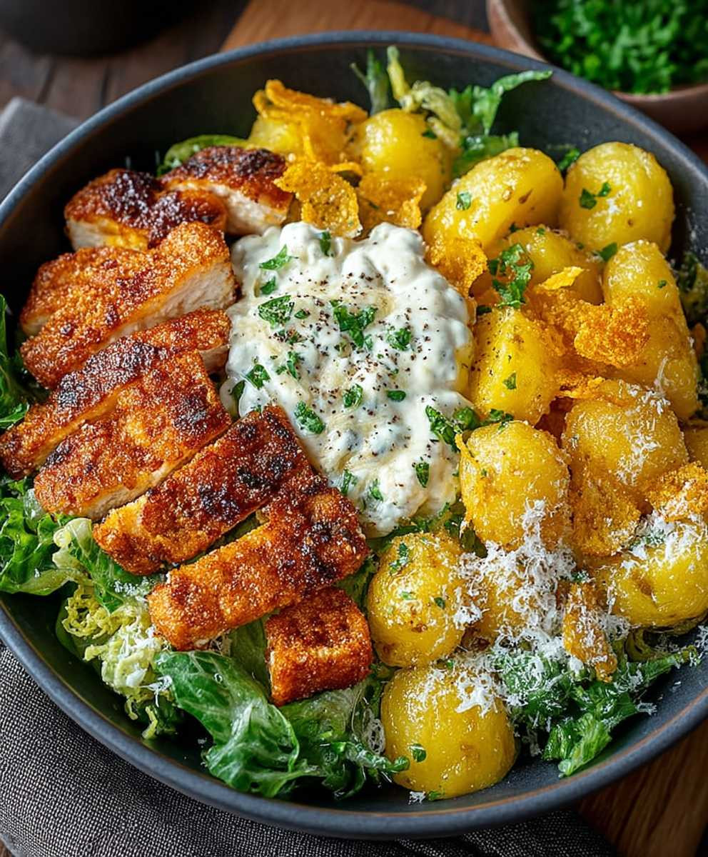 Knusprige Caesar Hähnchen Bowl