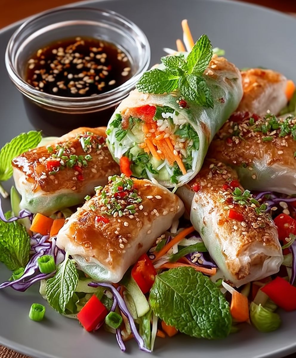 Hähnchen Frühlingsrollen Salat