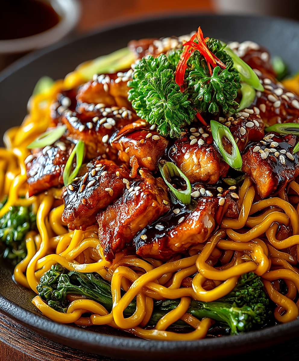 Hähnchen Teriyaki Nudeln