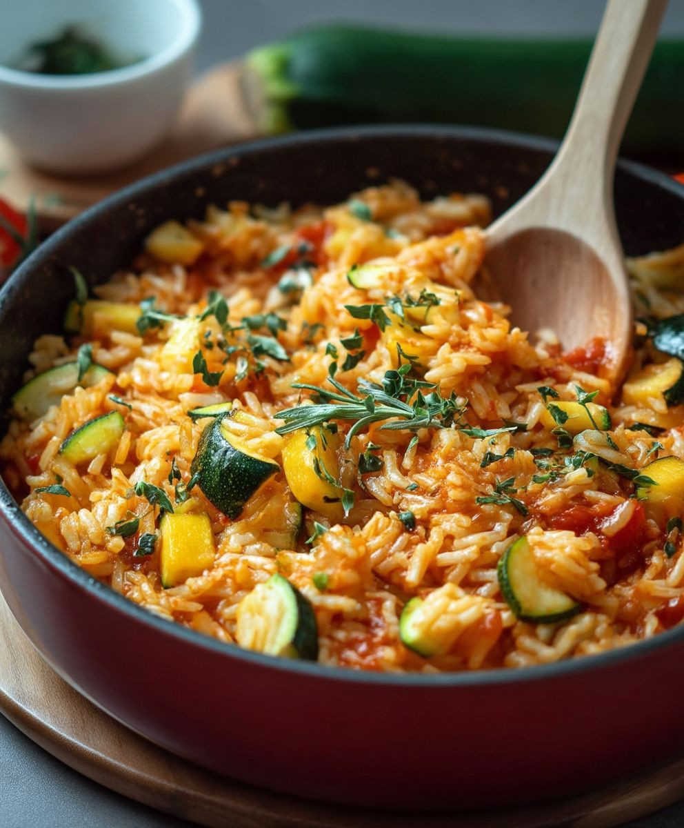 Zucchini Tomaten Reis Hauptgericht