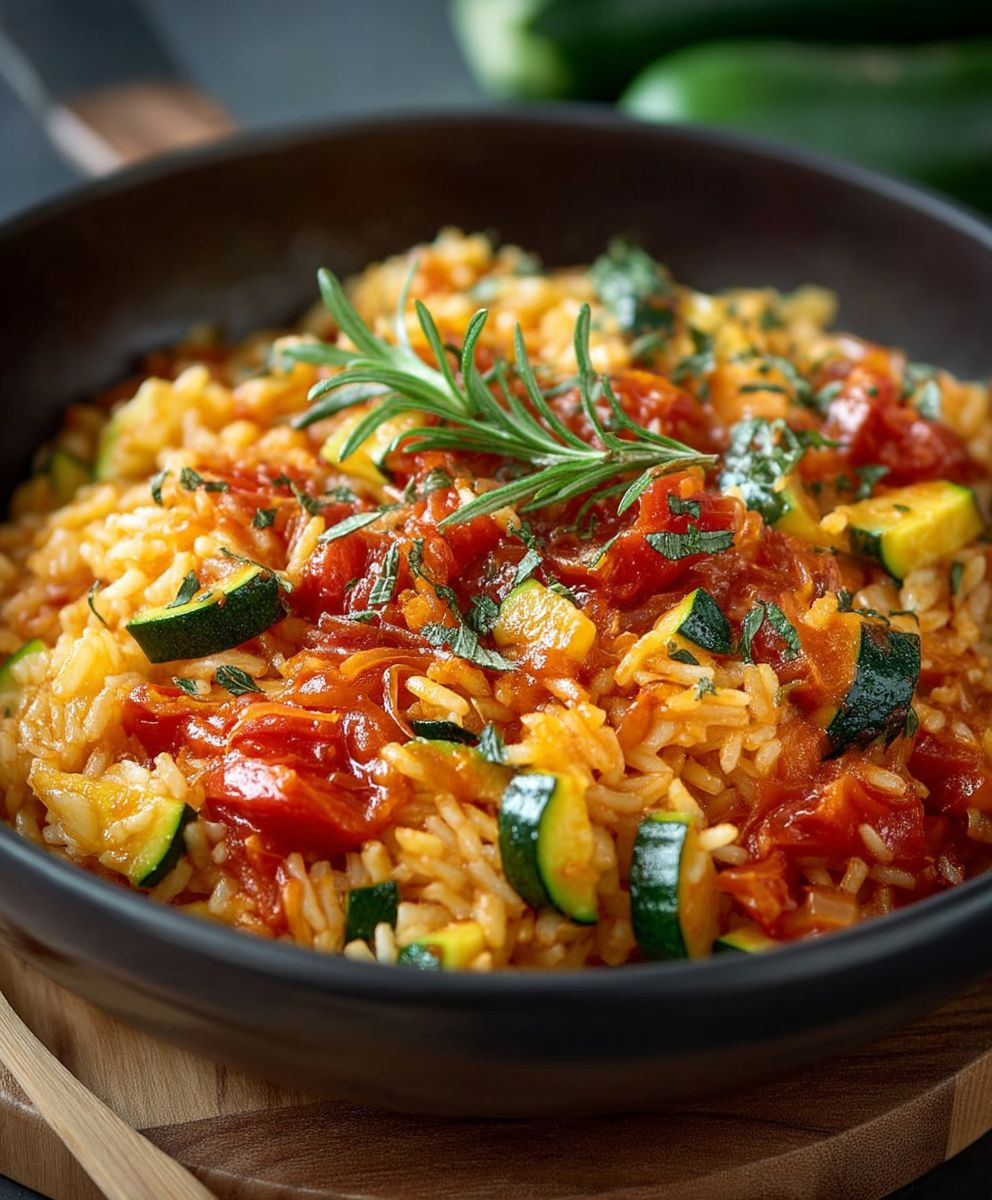 Zucchini Tomaten Reis Hauptgericht