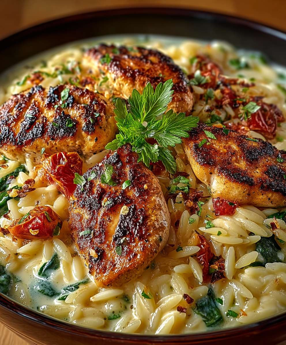 Orzo Pfanne mit Hähnchen