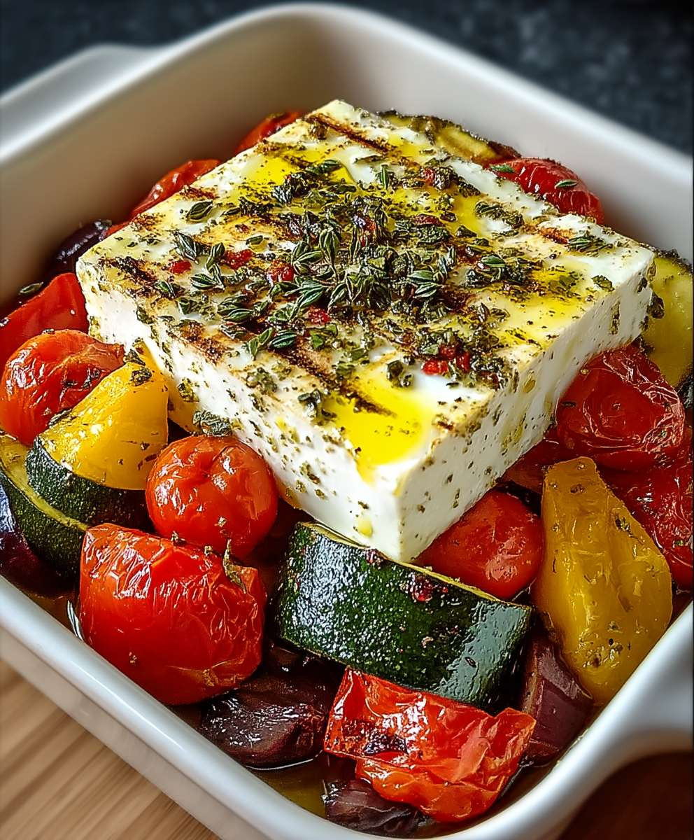 Gebackener Feta mediterranes Gemüse