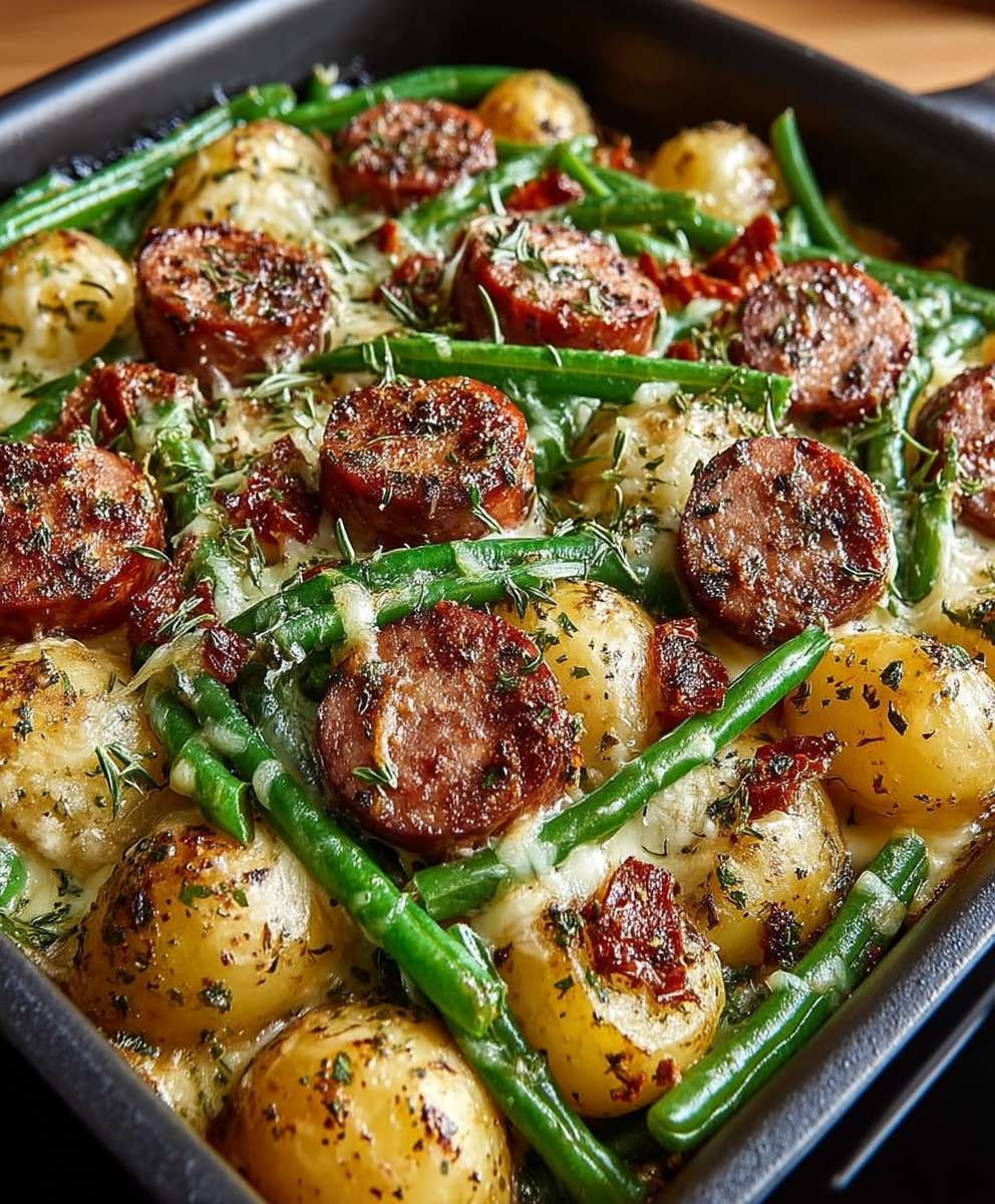 Wurst Bohnen Kartoffel Auflauf
