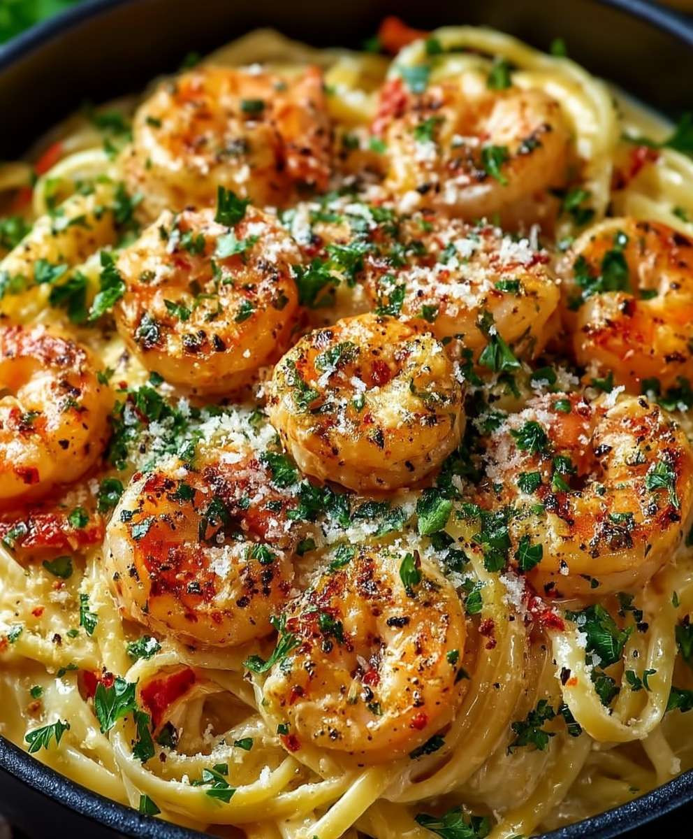 Cremige Garnelen Pasta