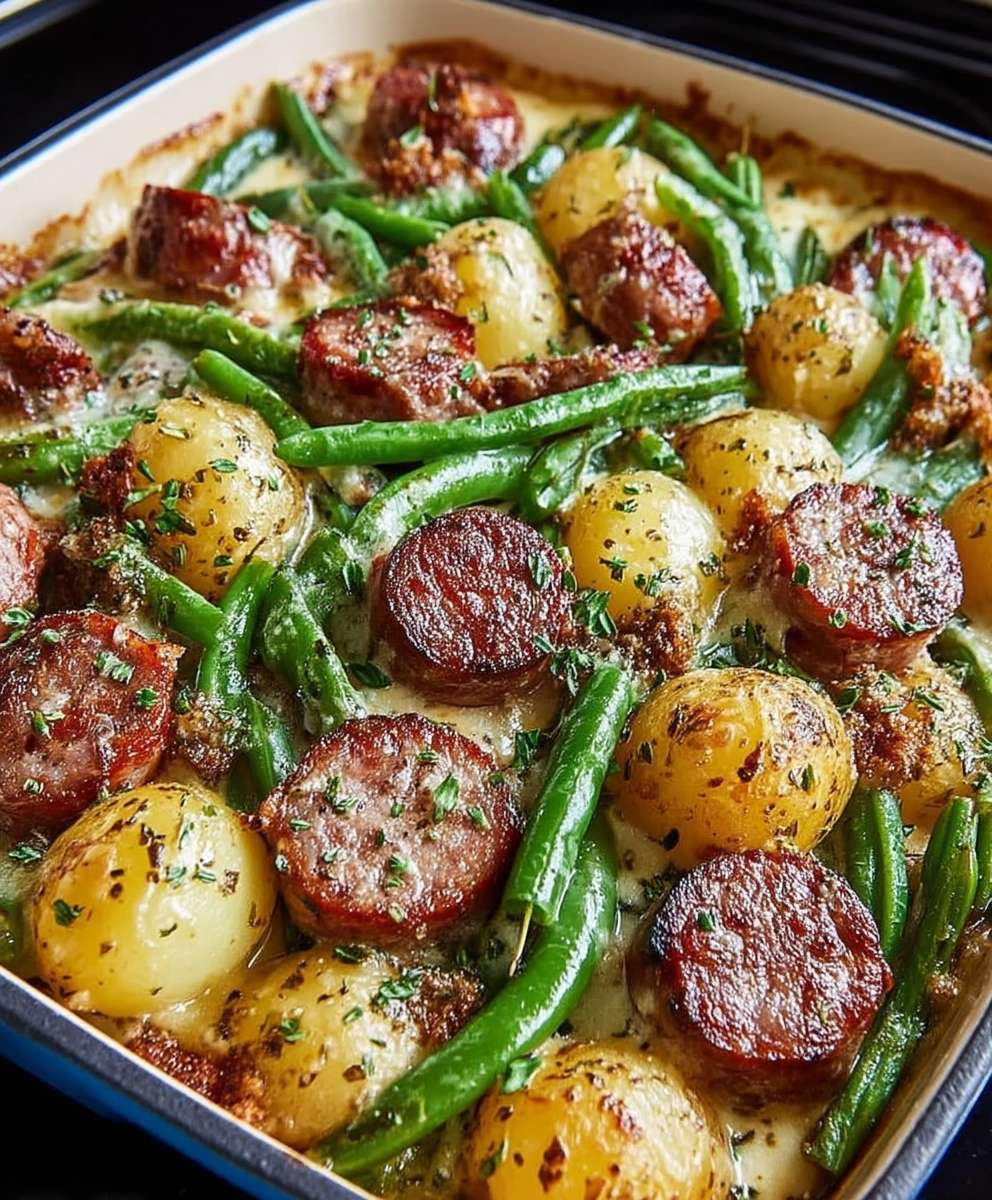 Wurst Bohnen Kartoffel Auflauf