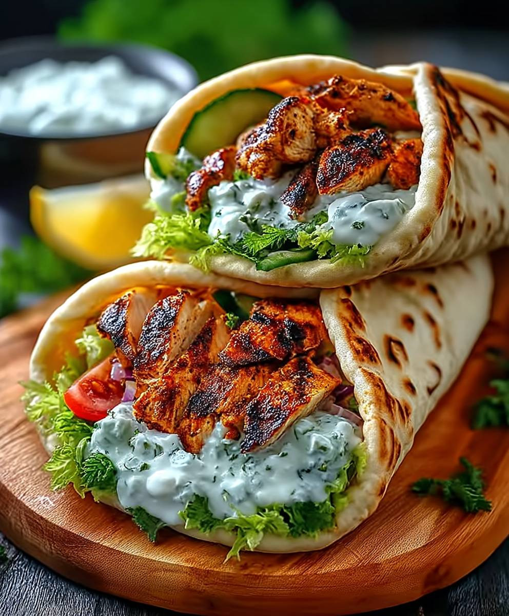 Mediterranes Hähnchen Gyros Feta Tzatziki