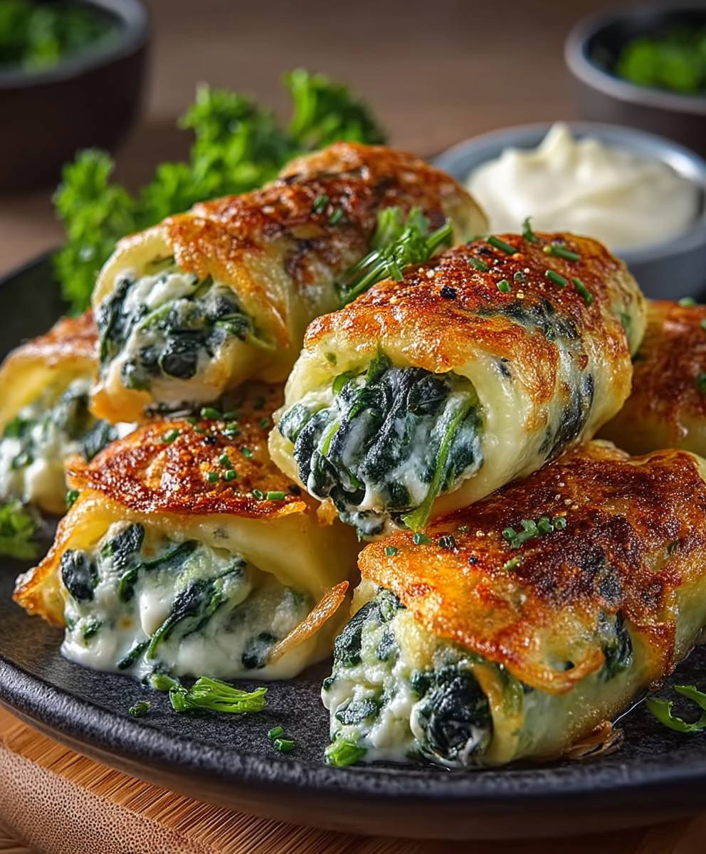 Kartoffeltaschen mit Spinat Frischkäse