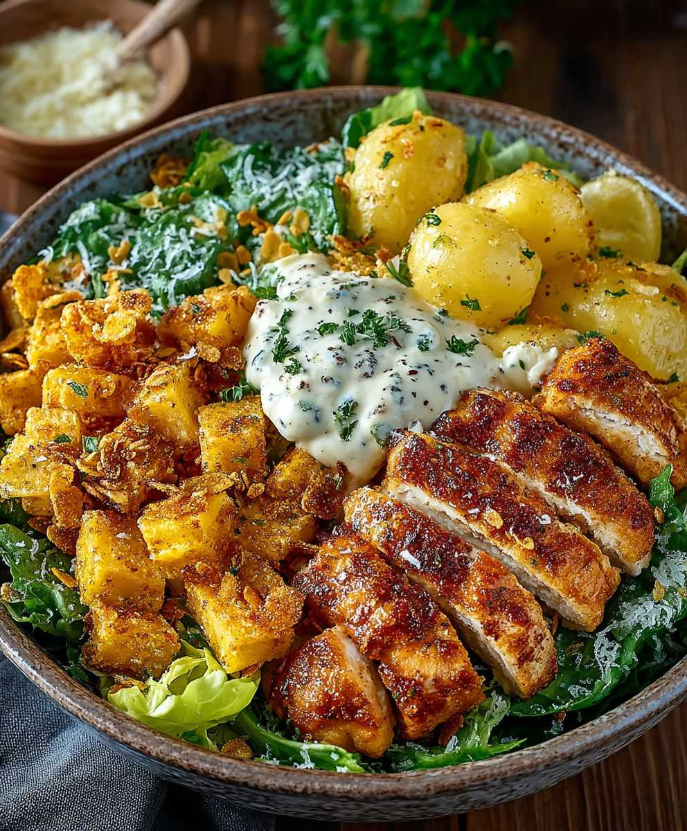 Knusprige Caesar Hähnchen Bowl