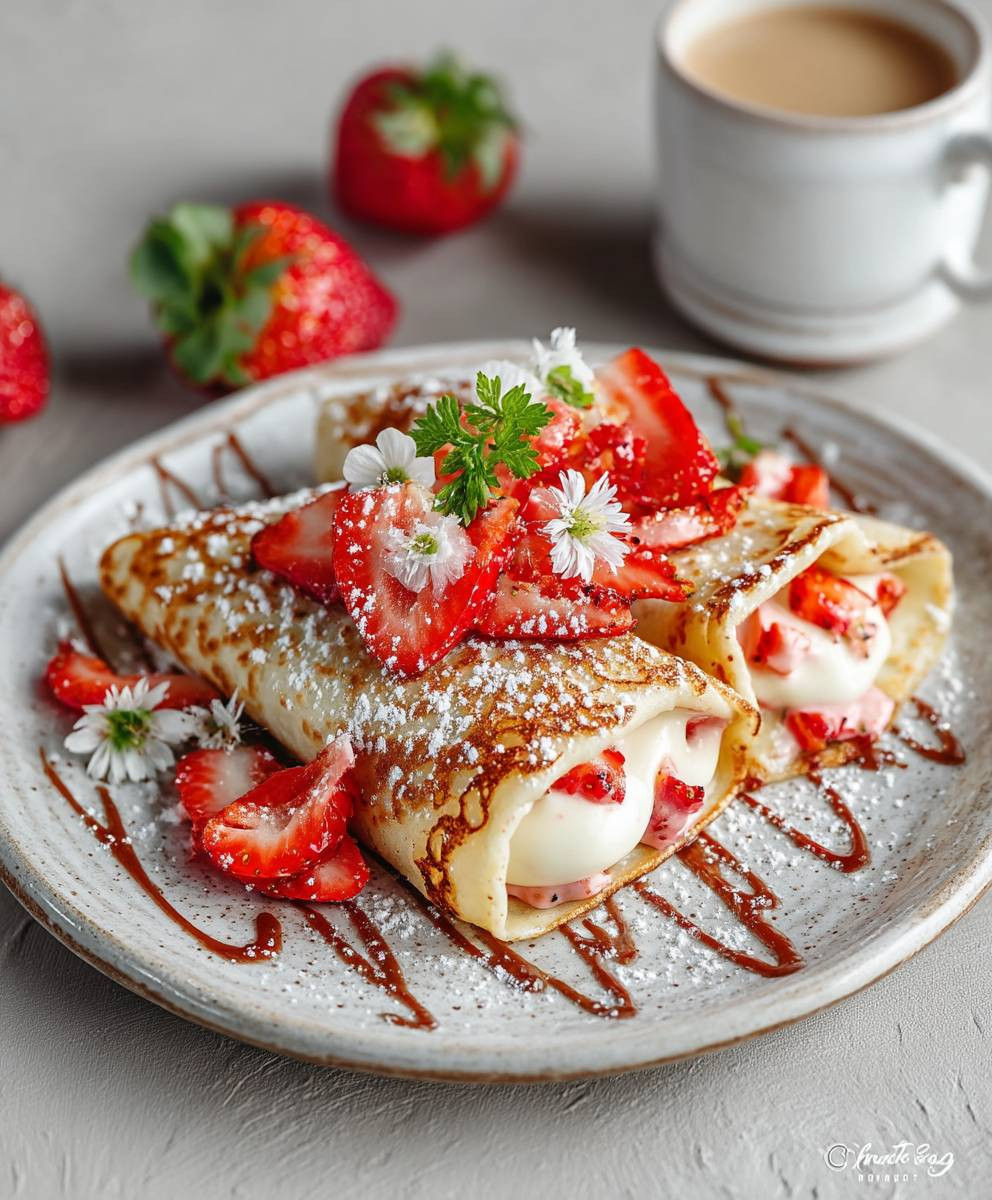 Protein Pfannkuchen mit Quark Erdbeeren
