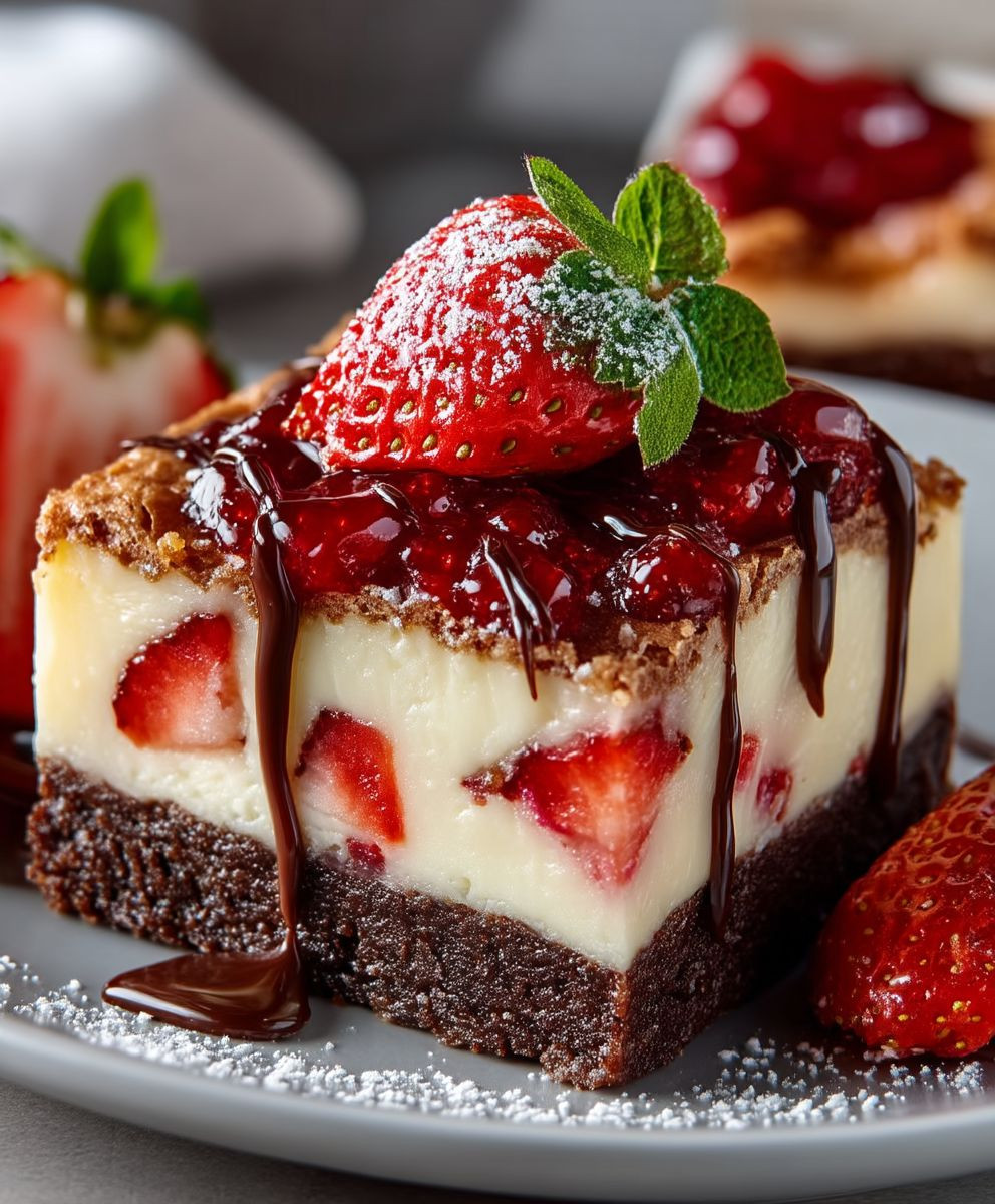 Erdbeer Cheesecake Brownies