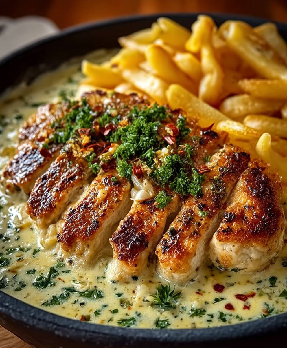 Hähnchenfilet cremiger Knoblauchsauce