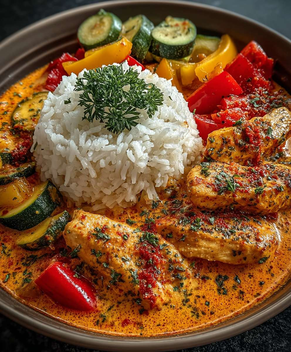 Paprika Zucchini Hähnchen cremig