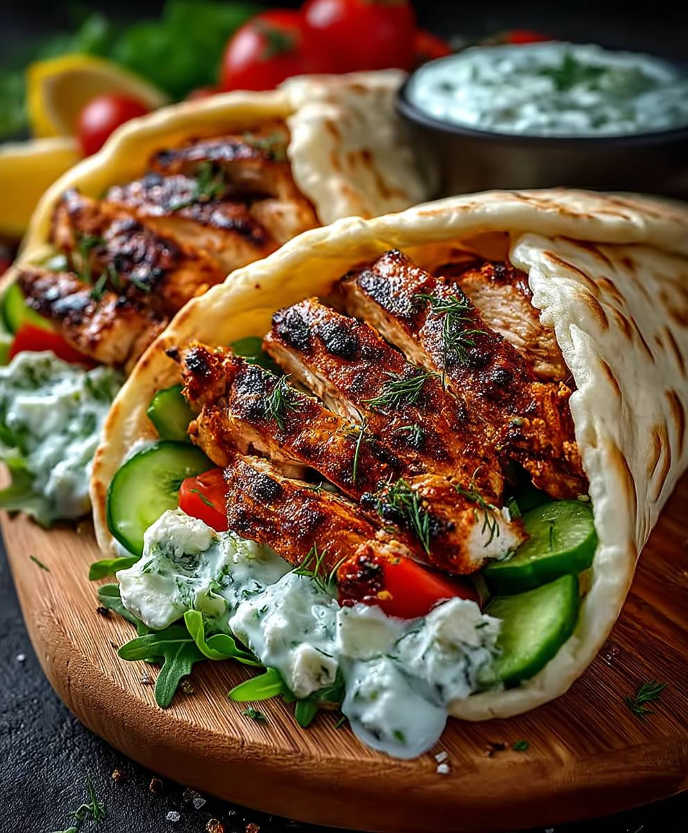 Mediterranes Hähnchen Gyros Feta Tzatziki
