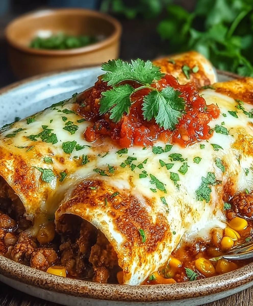 Überbackene Enchiladas mit Hackfleisch