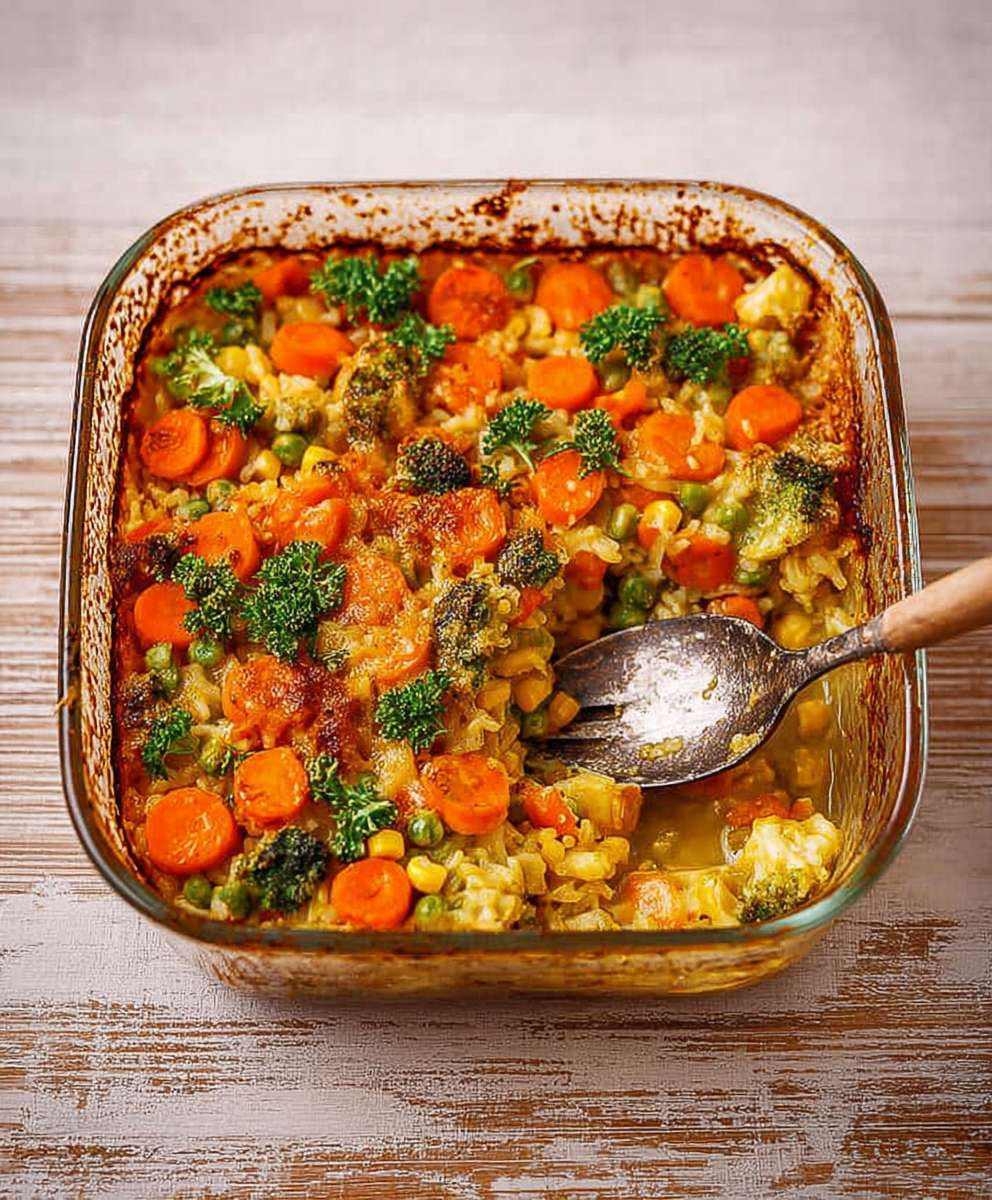 Vegane Gemüse Reisauflauf einfach