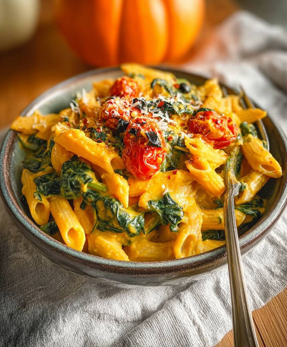 Pasta mit Kürbis Spinat