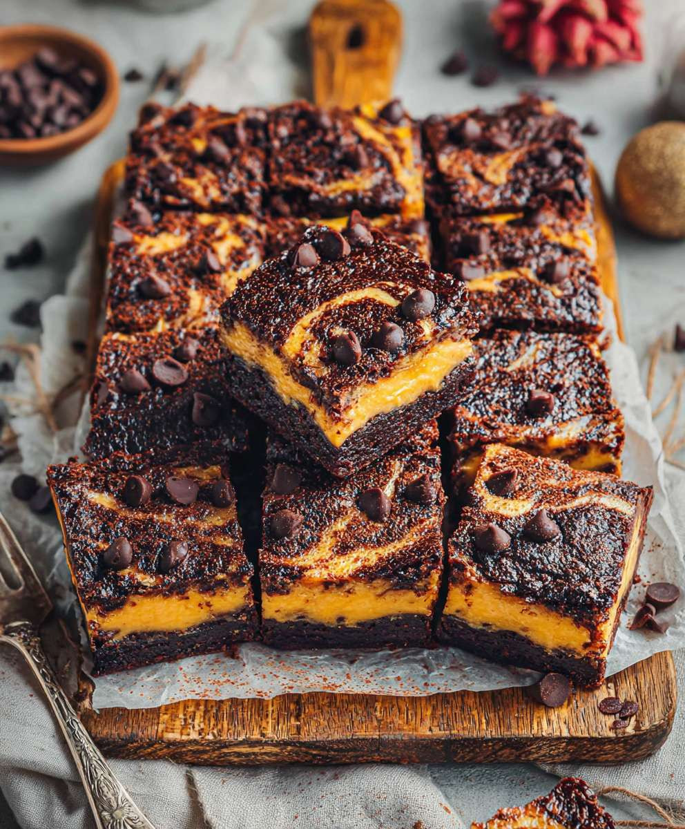 Vegane Kürbis Cheesecake Brownies