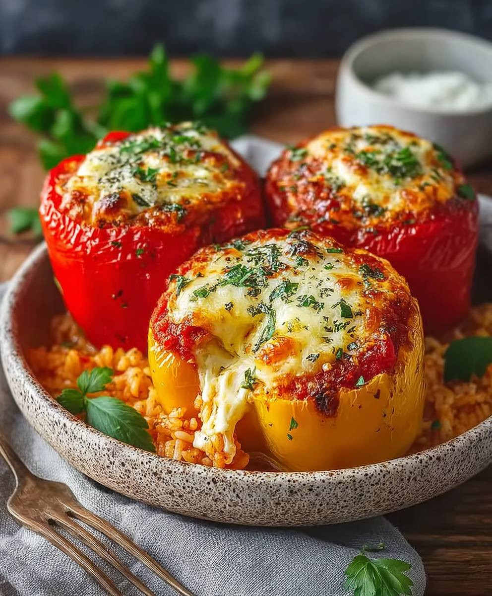 Gefüllte Paprika mit Reis Feta