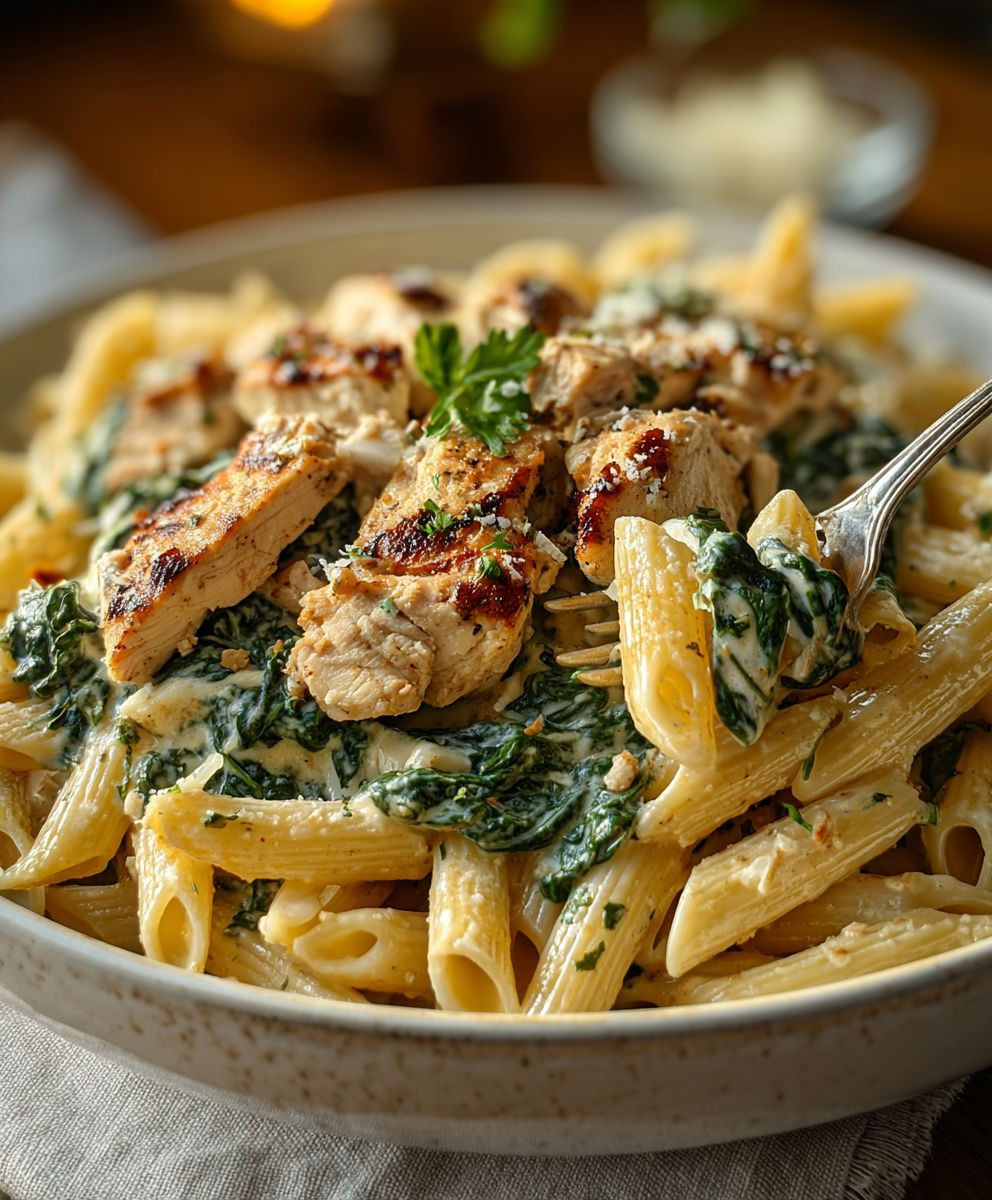 Hähnchen Spinat Penne