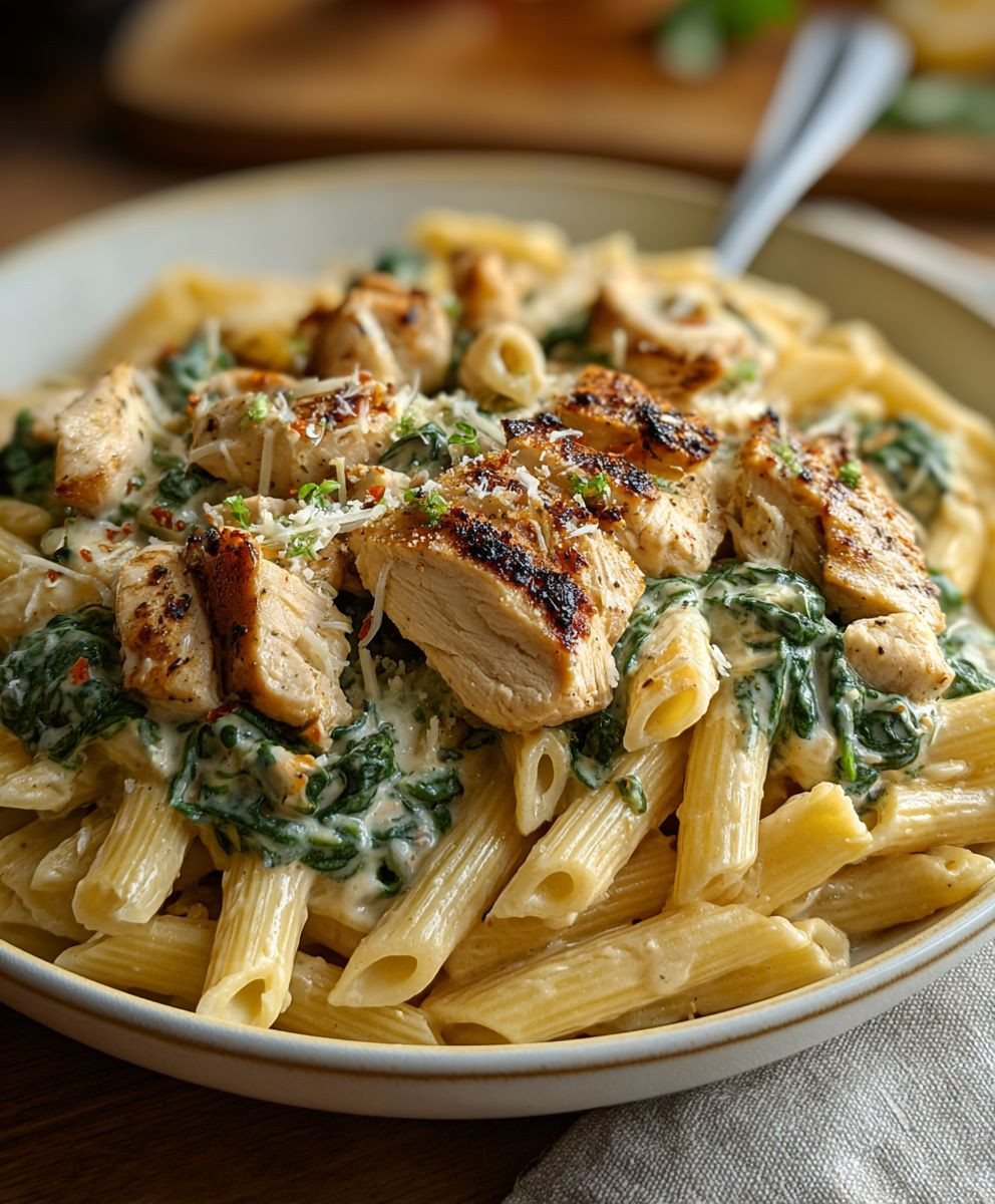 Hähnchen Spinat Penne
