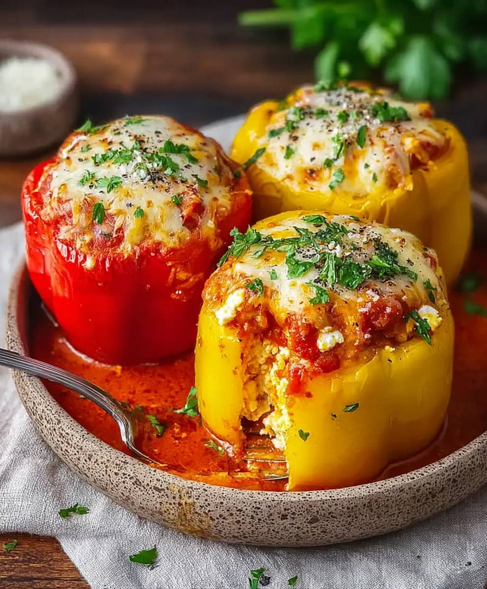 Gefüllte Paprika mit Reis Feta