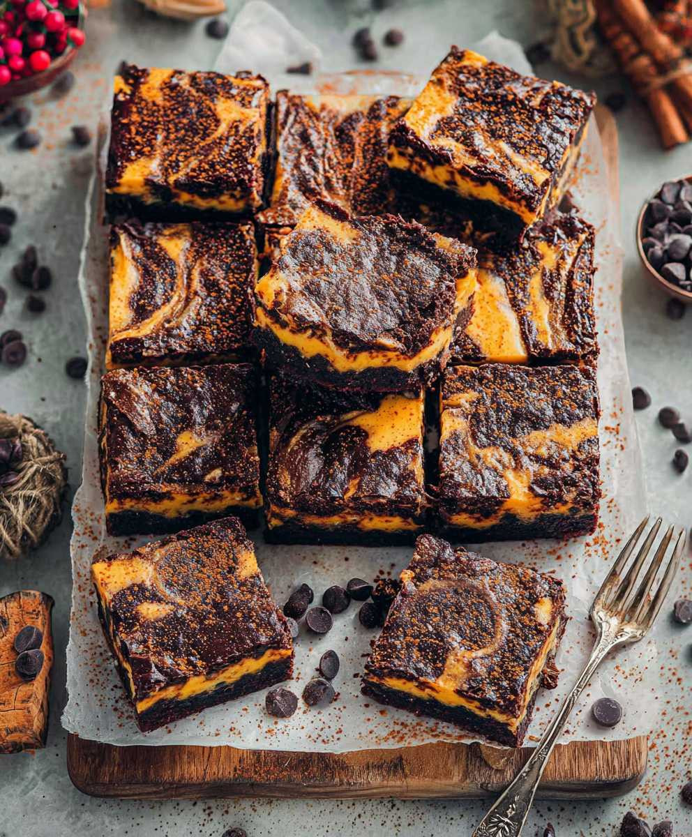 Vegane Kürbis Cheesecake Brownies