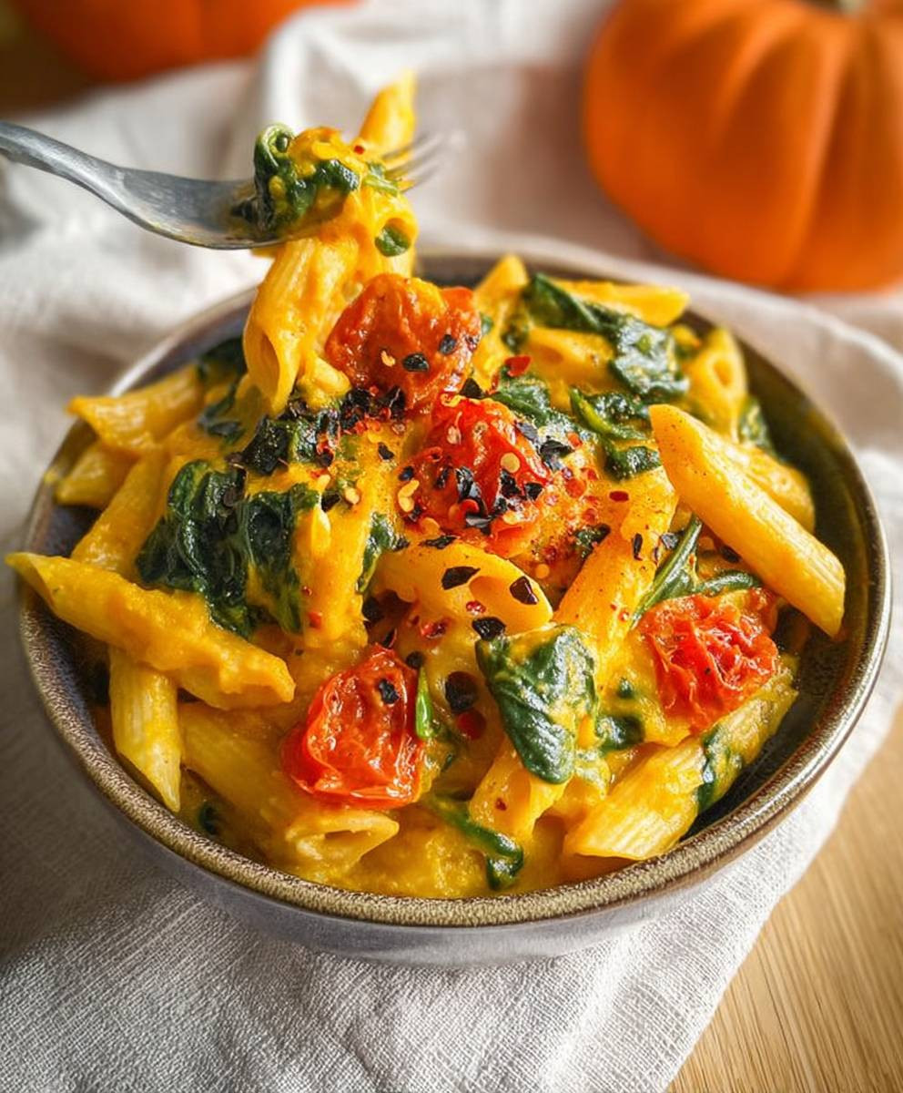 Pasta mit Kürbis Spinat