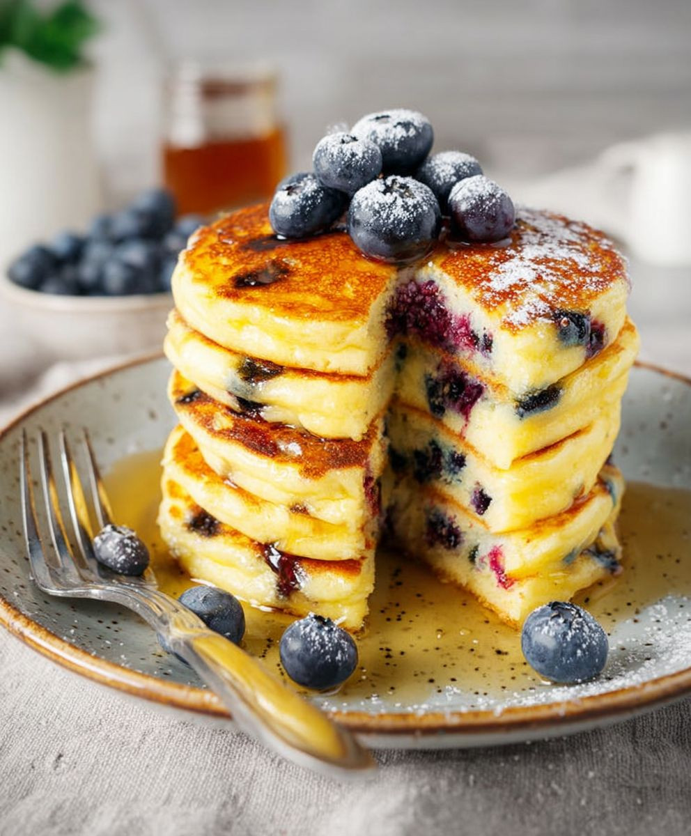 Blaubeer Pancakes mit Buttermilch