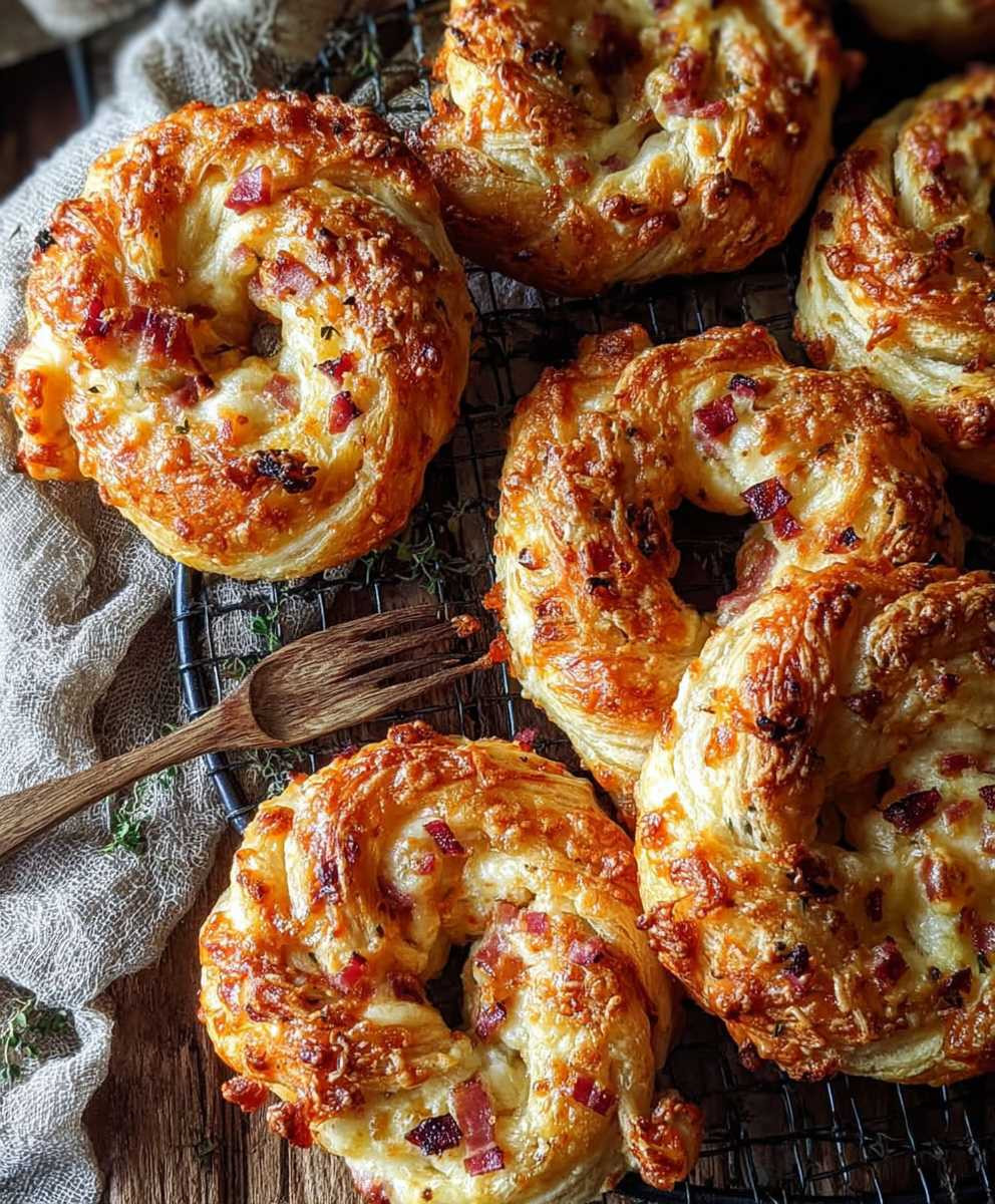 Blätterteig Kringel Schinken Käse
