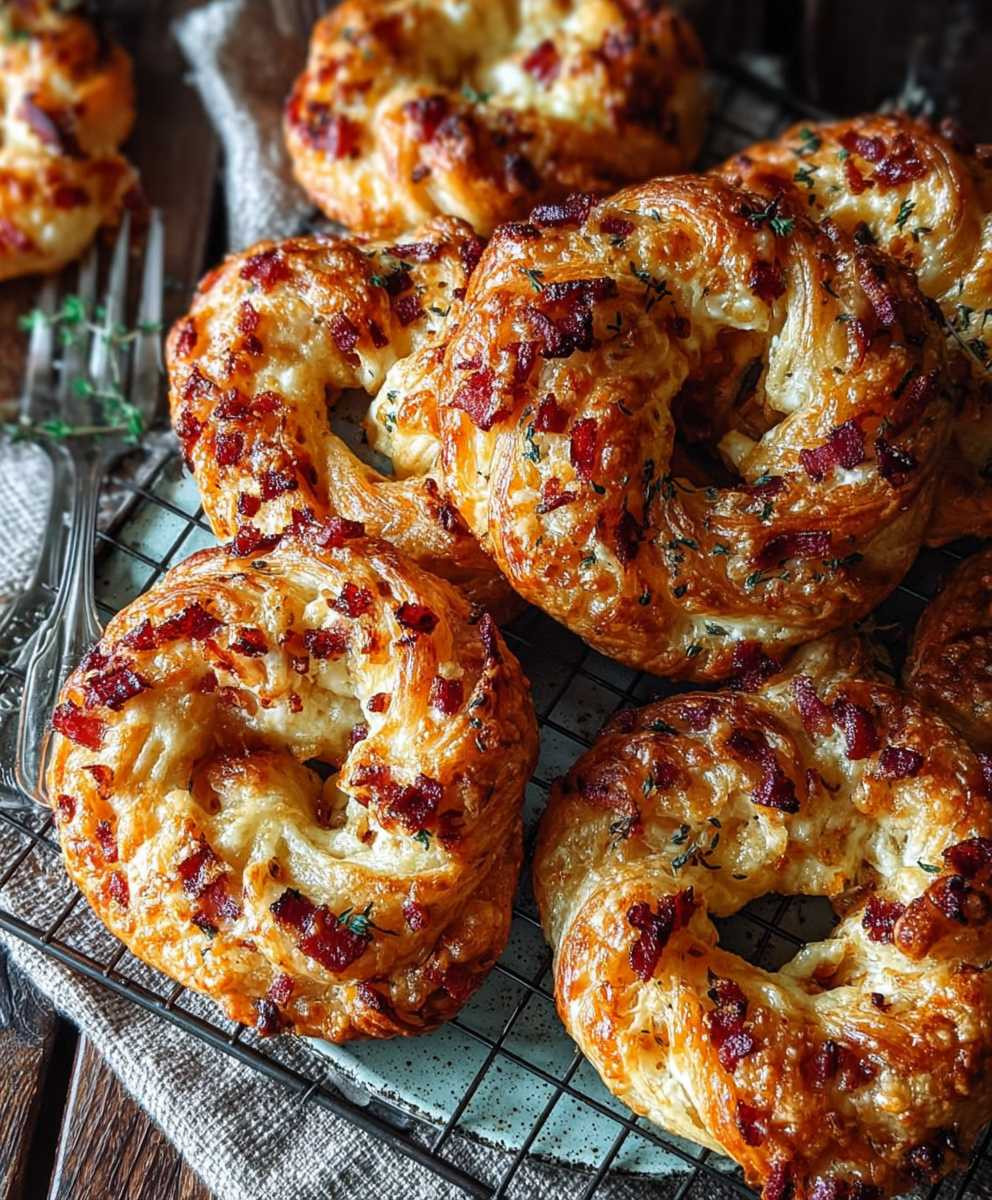 Blätterteig Kringel Schinken Käse