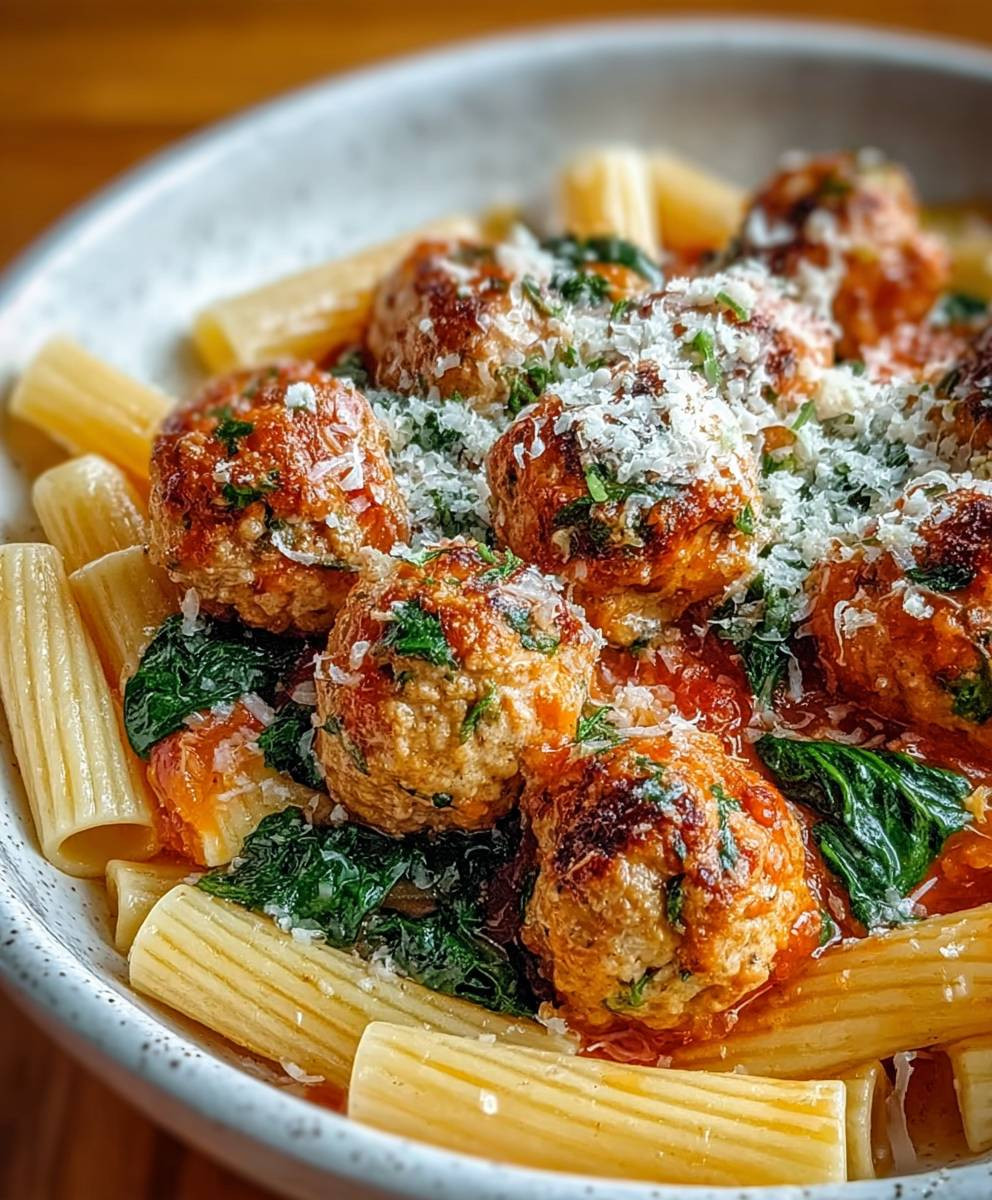 Truthahn Ricotta Bällchen mit Rigatoni
