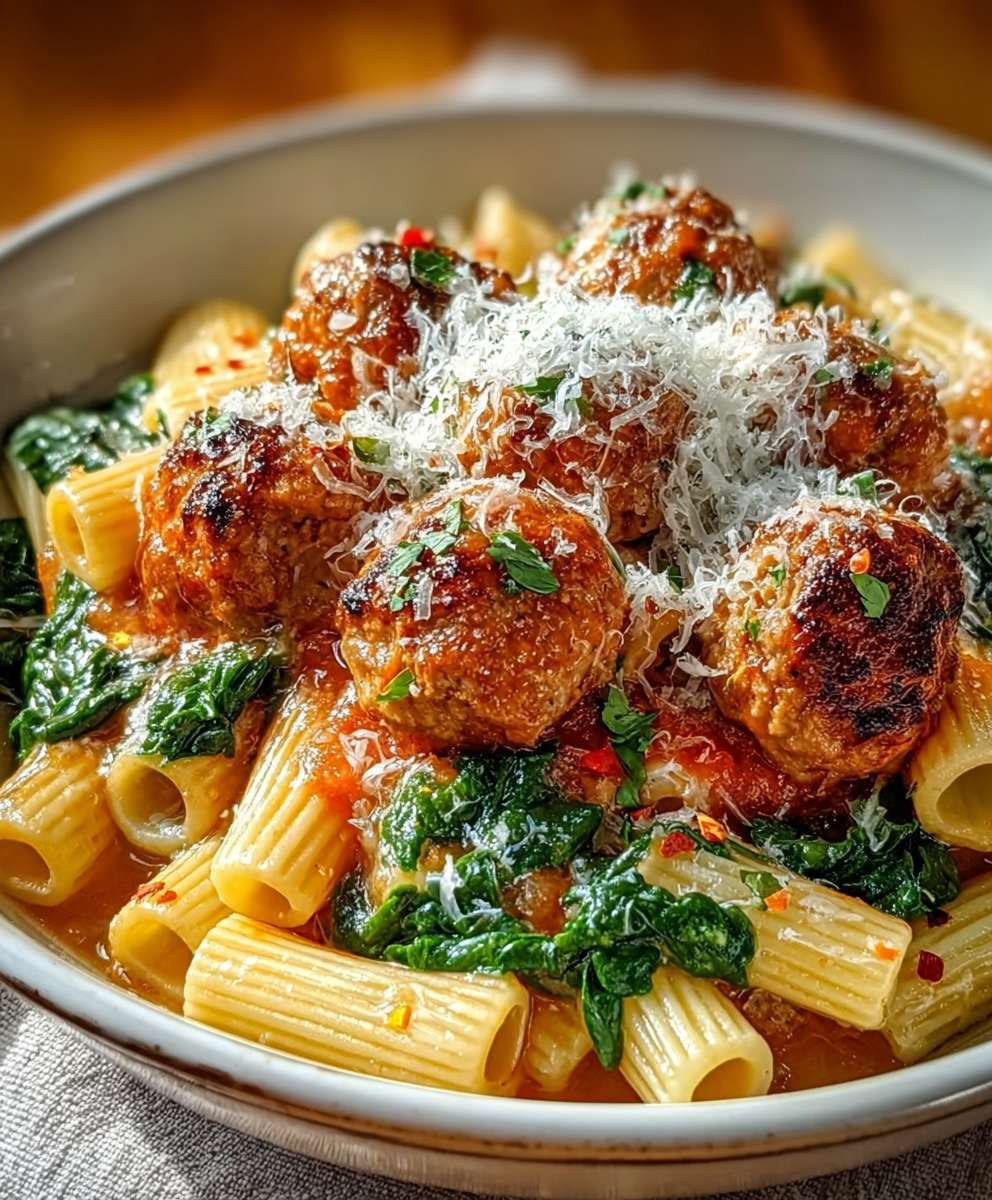 Truthahn Ricotta Bällchen mit Rigatoni