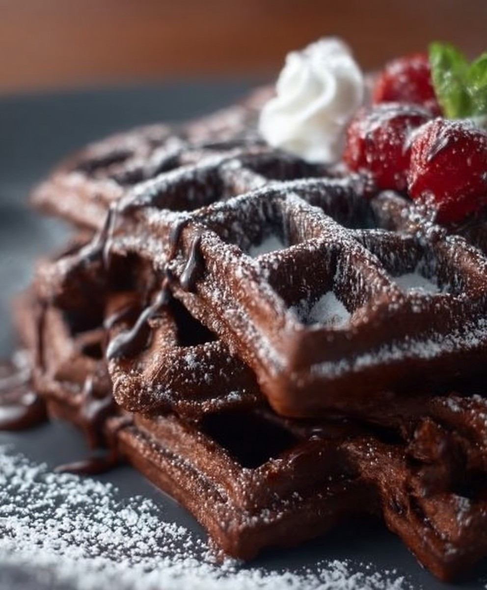 Brownie Waffeln backen