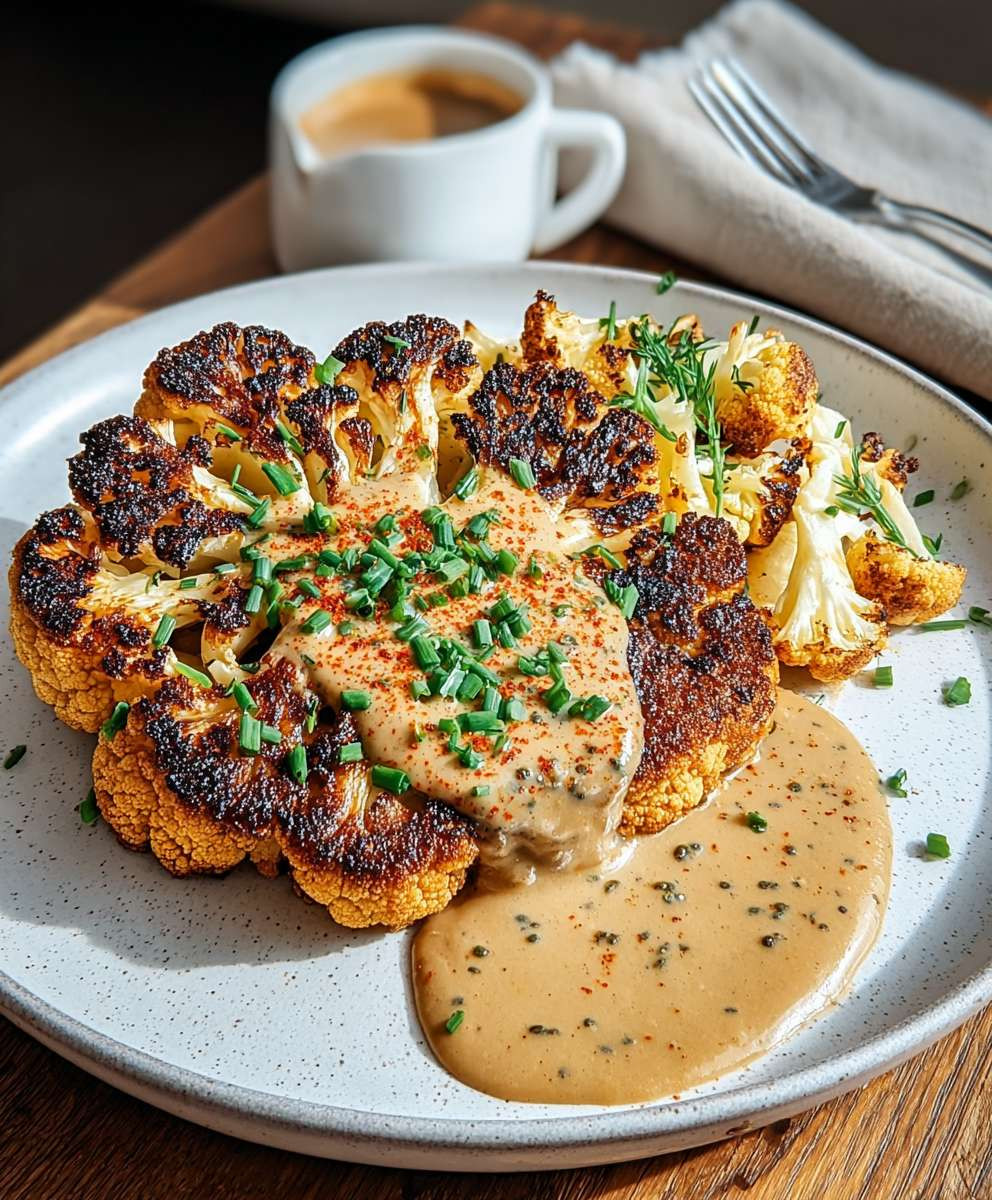Blumenkohlsteak Pfefferrahmsauce